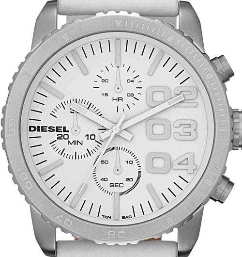 DIESEL Franchise White Leather Chronograph Ladies Watch