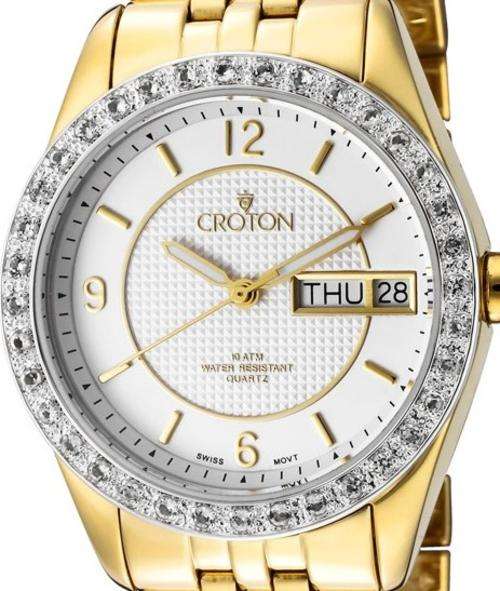 CROTON Topaz Encrusted Swiss Quartz Ladies Watch