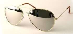 Aviator Style Sunglasses With Gold Frame & Mirror Lenses