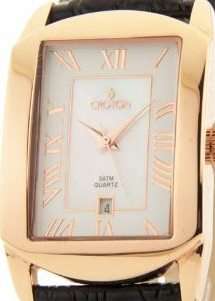 CROTON Classic Black Leather Mens Dress Watch