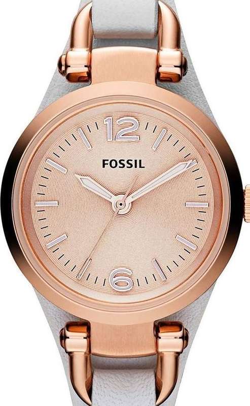 FOSSIL Georgia White Leather Ladies Cuff Watch