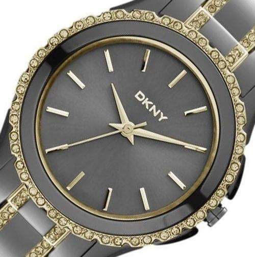 Authentic DKNY Crystal Accented Two Tone Ladies Watch