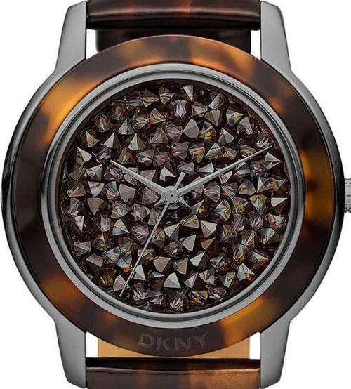 DKNY Crystal Encrusted Tortoise Shell Large Dial Ladies Watch