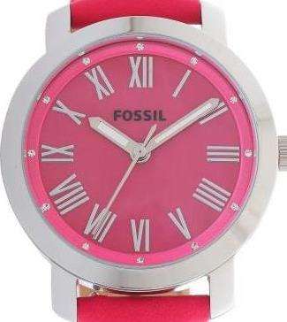 Authentic FOSSIL Classic Crystal Accented Pink Ladies Watch