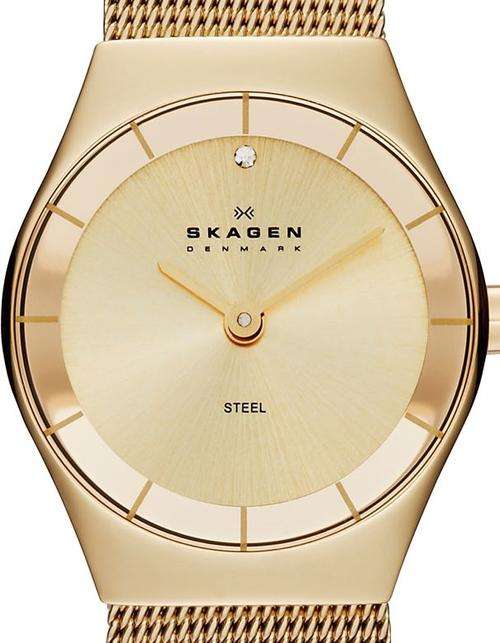 Authentic SKAGEN Denmark Ultra Slim Crystal Accented Ladies Watch