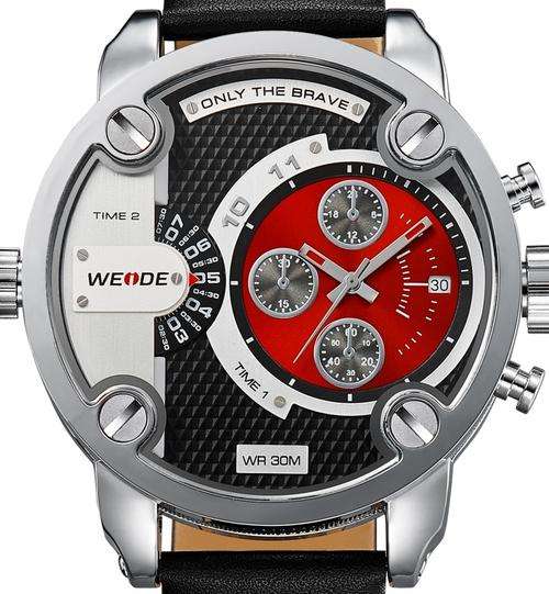 WEIDE "Only The Brave" Dual Time Oversized Mens Watch