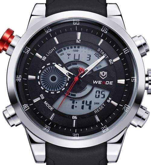 WEIDE Dual Time Alarm Chronograph Oversized Mens Watch