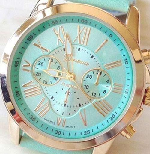 GENEVA Faux Leather Mint Green Ladies Watch