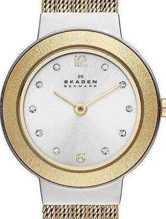 Authentic SKAGEN Denmark Ultra Slim Crystal Accented Two Tone Ladies Watch