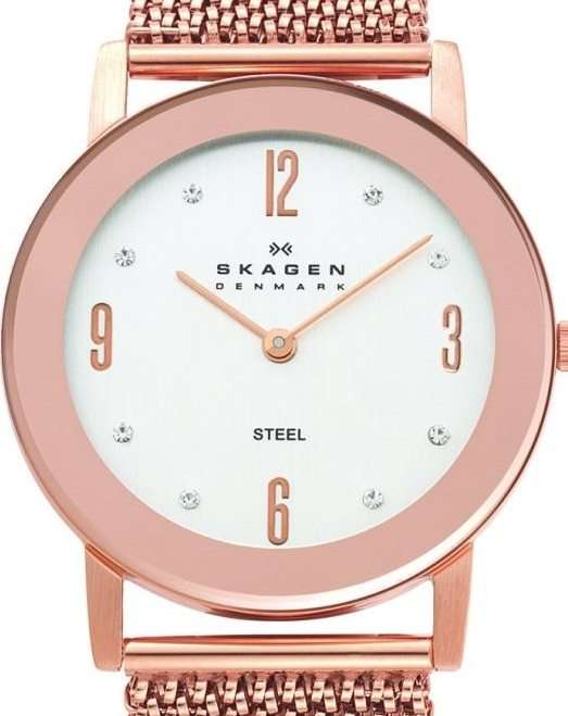 Authentic SKAGEN Denmark Ultra Slim Rose Gold Stretch Band Ladies Watch