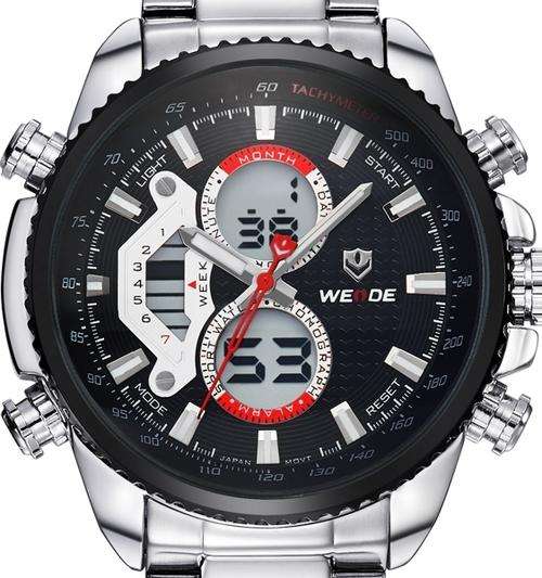 WEIDE Dual Time Sport Chronograph Mens Watch