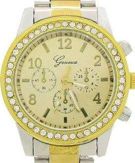 GENEVA Crystal Accented Two Tone Ladies Watch