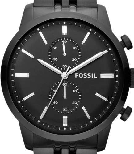 Authentic FOSSIL Townsman Black Stainless Steel Chronograph Oversized Mens Watch