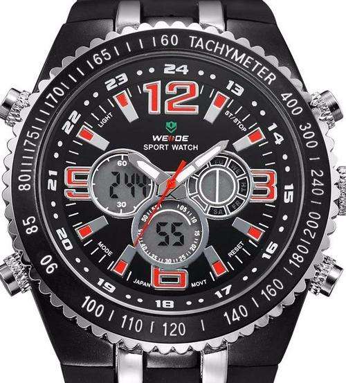 WEIDE Dual Time Alarm Chronograph Oversized Mens Watch