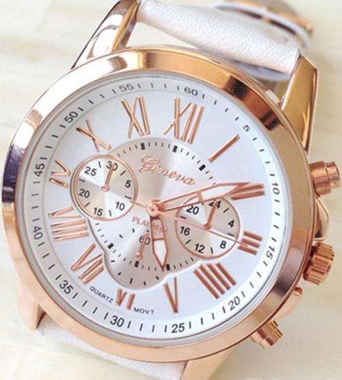 GENEVA Faux Leather Rose Gold Ladies Watch