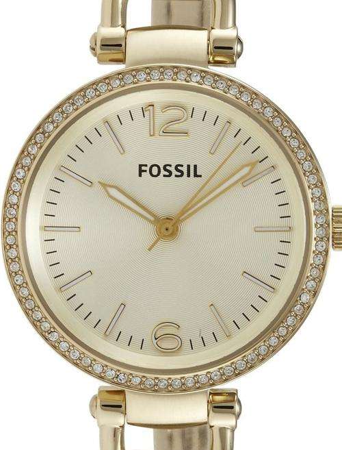 Authentic FOSSIL Georgia Gold Tone Crystal Accented Ladies Watch