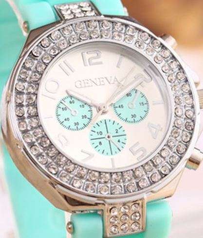 GENEVA Crystal Accented Mint Green Ladies Watch
