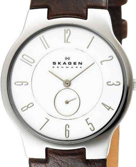 Authentic SKAGEN Denmark Ultra Slim Leather Band Mens Watch