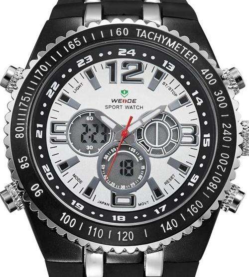 WEIDE Dual Time Alarm Chronograph Oversized Mens Watch