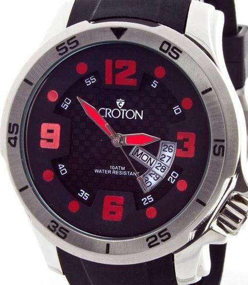 Authentic CROTON Black Sport Silicone Mens Watch