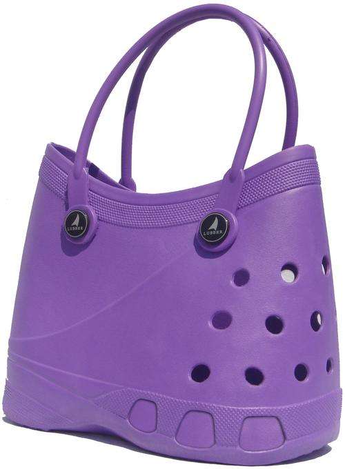 LUBBER Tote Rubber Croc Waterproof Beach Bag (Purple)
