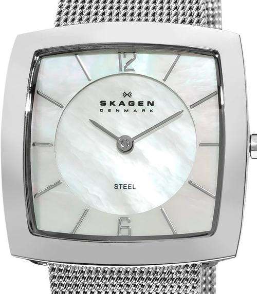 Authentic SKAGEN Denmark Stainless Steel Mother Of Pearl Ladies Watch