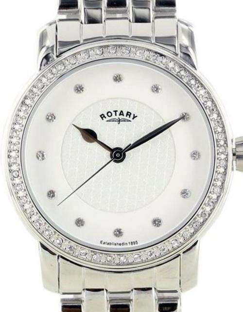 Authentic ROTARY Crystal Accented Stainless Steel Ladies Watch