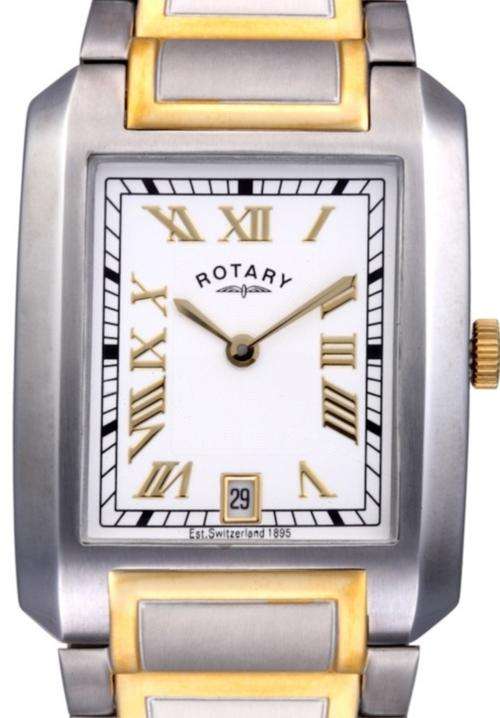 Authentic ROTARY Two Tone Stainless Steel Mens Dress Watch