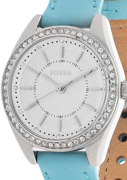 Authentic FOSSIL Classic Crystal Accented Blue Ladies Watch