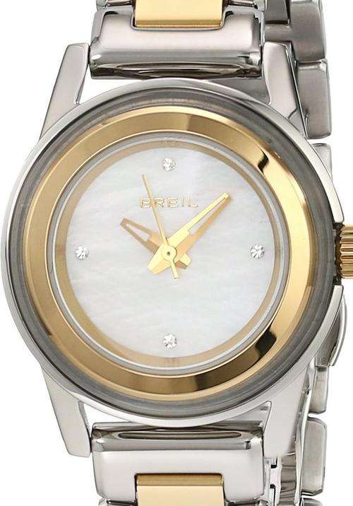 Authentic BREIL Crystal Accented Mother Of Pearl Two Tone Ladies Watch