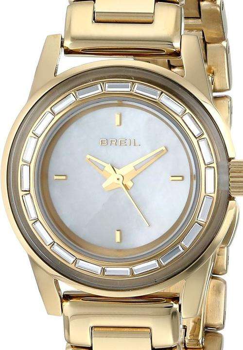 Authentic BREIL Swarovski Crystal Accented Mother Of Pearl Gold Tone Ladies Watch
