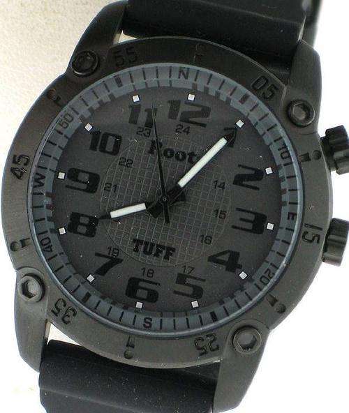 Authentic ROOTS TUFF Late Night Black Silicone Mens Watch