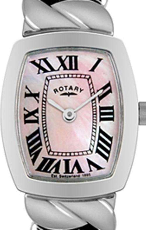 Authentic ROTARY Stainless Steel Pink Mother Of Pearl Ladies Watch