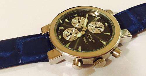 EDWARD LYNN Blue Leather Ladies Watch