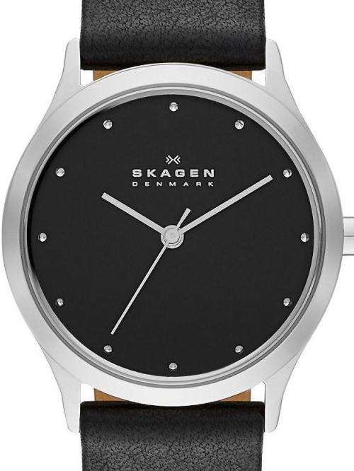 Authentic SKAGEN Denmark Classic Black Leather Ladies Watch