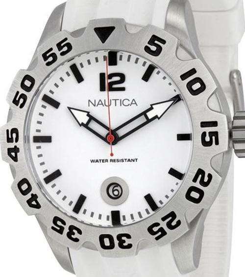 Authentic NAUTICA White Silicone Sport Mens Watch
