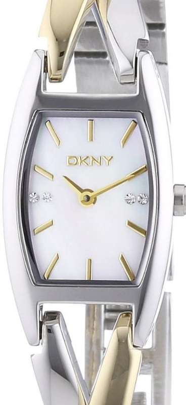 Authentic DKNY Crystal Accented Mother Of Pearl Ladies Watch