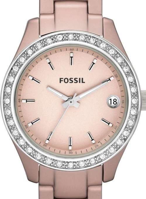 Authentic FOSSIL Stella Crystal Accented Pink Aluminium Ladies Watch