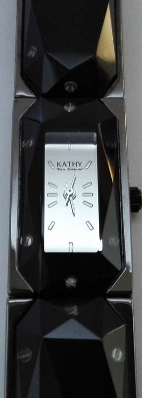 Authentic KATHY VAN ZEELAND Smokey Crystal Mirror Dial Ladies Watch