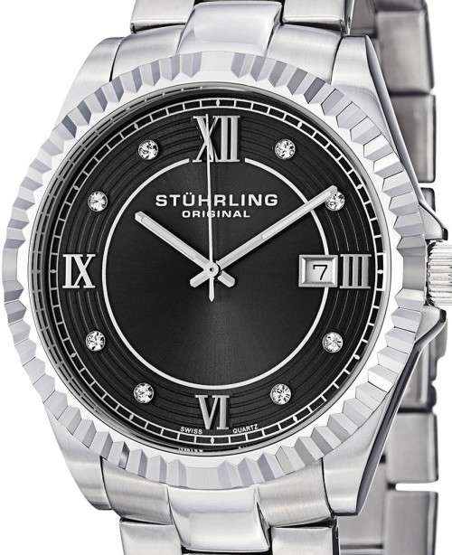 Authentic STUHRLING Nautic Stainless Steel Swiss Quartz Mens Watch