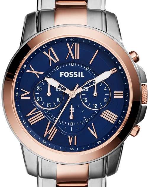 Authentic FOSSIL Grant Two Tone Stainless Steel Chronograph Mens Watch