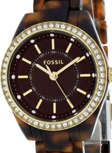Authentic FOSSIL Classic Crystal Accented Tortoise Shell Ladies Watch