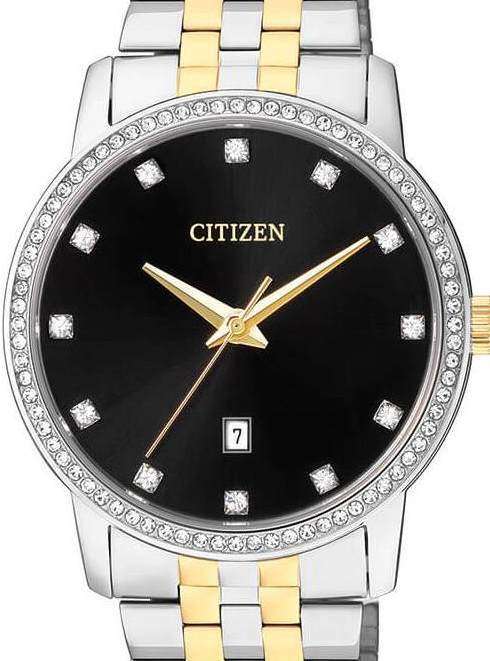 Authentic CITIZEN Crystal Accented Two Tone Stainless Steel Mens Watch