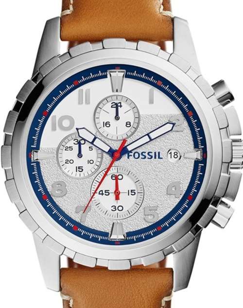 Authentic FOSSIL Dean Brown Leather Chronograph Mens Watch