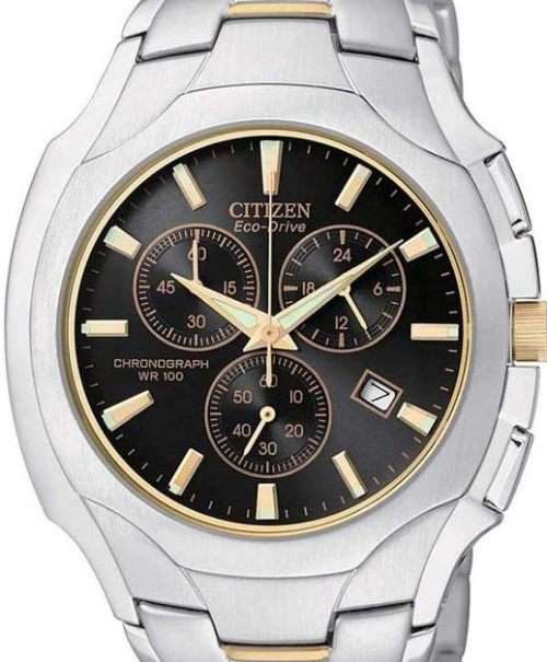 Authentic CITIZEN Eco-Drive Two Tone Stainless Steel Chronograph Mens Watch