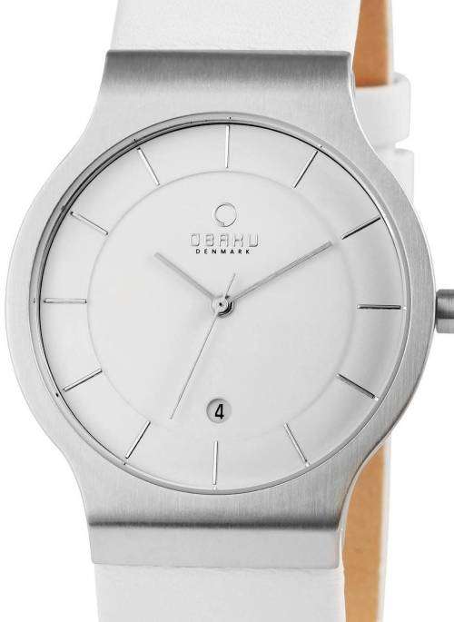 Authentic OBAKU Denmark Ultra Slim White Leather Ladies Watch