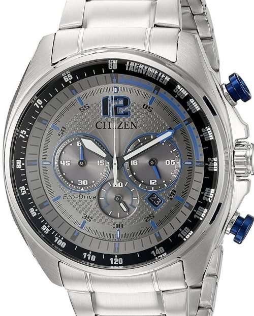 Authentic CITIZEN Eco-Drive Stainless Steel Gunmetal Dial Chronograph Mens Watch