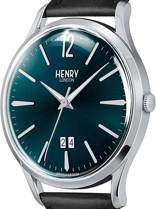 Authentic HENRY LONDON KnightsBridge Leather Mens Watch