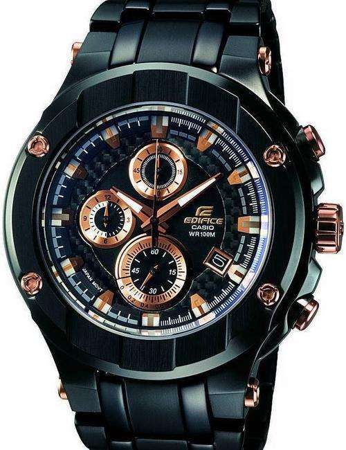 CASIO EDIFICE Men's Gold Label Chronograph Watch EF-500BK-1AV (Please Read Description)