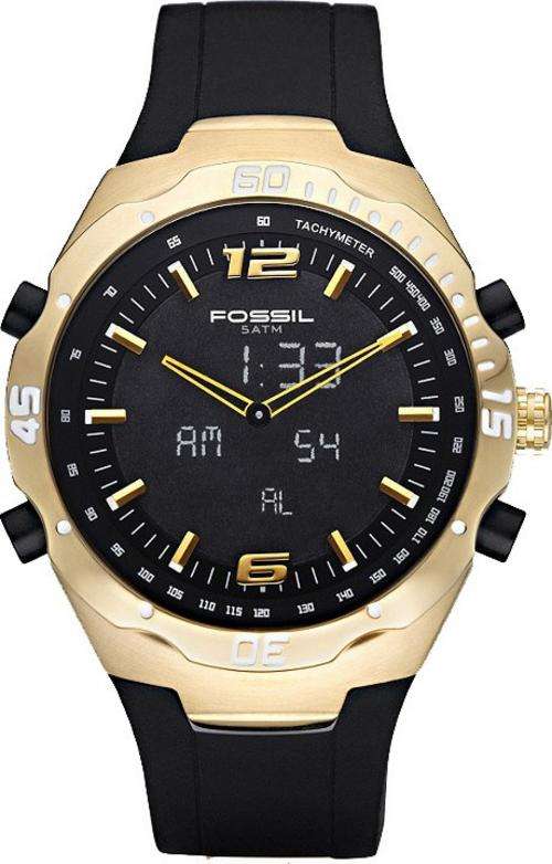 FOSSIL Jake Black Silicone Ana/Digi Mens Watch (Please read description)